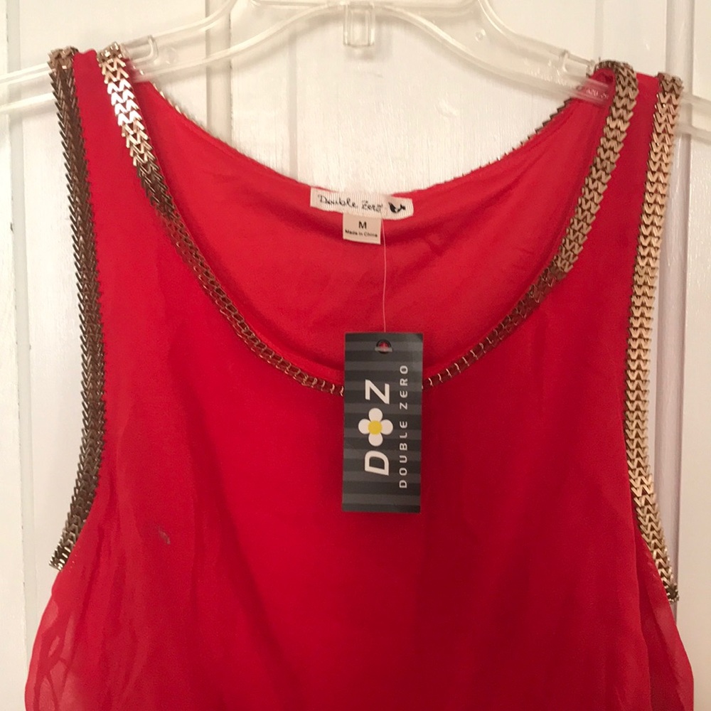 2/$12 Dresses! ❤️💃 NWT Maxi Dress Red & Gold Hi-Low Hem Sz M - Picture 6 of 11